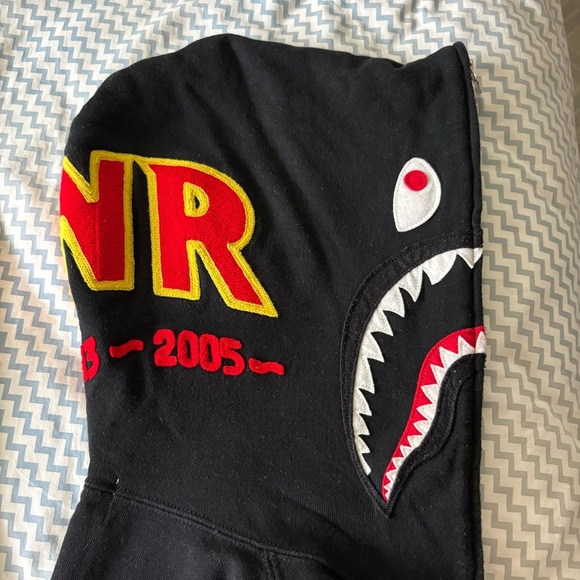 BAPE sz XS Black Full Zip Vest Shark Hoodie Fleece Bathing Ape Japan PONR - Picture 14 of 14